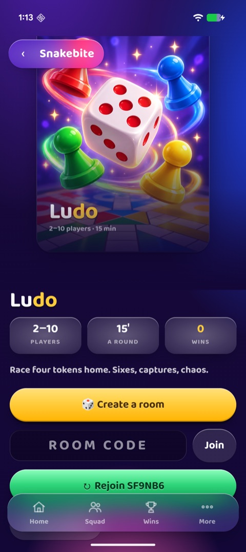 Ludo game page on Android